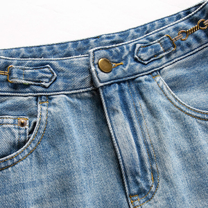 Jupe en jean fendue pour femme, coupe trapèze, collection été, en promotion - Product Image 3