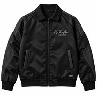 Veste bomber noire à fermeture éclair pour homme Thorfinn Industry, col rabattu décontracté, manteau d'automne, prix bas, vente en gros, OEM personnalisé