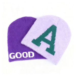 Bonnet en mohair imitation fourrure de vison, velours moelleux, chaud et duveteux, tricoté, haut de gamme, pour l'hiver - Product Image 3