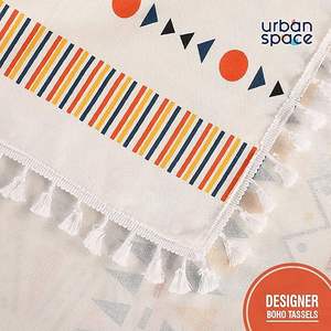 Mantel para mesa de comedor de 4 plazas, mantel de algodón estampado para mesa central, mantel con borlas para 4 plazas, 48" x 72", 100% algodón - Product Image 2