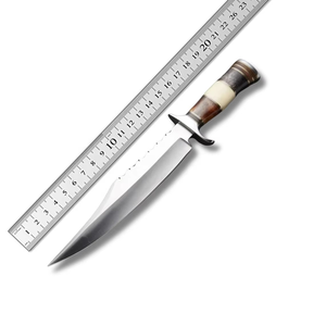 Cuchillo de Caza con Hoja de Acero de Damasco, Mango de Cuero, Borde Dentado, Grado Industrial, ODM, Cuchillo de Supervivencia para Exteriores - Product Image 3