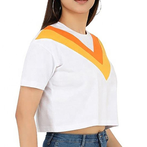 Últimos Diseños Personalizados de Alta Calidad, Camisetas Cortas de Algodón Transpirable para Mujer, Venta al por Mayor a Bajo Precio, Camisetas Cortas para Mujer - Product Image 2