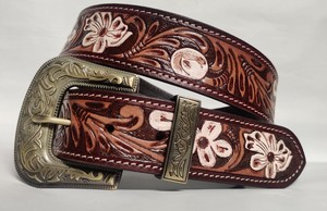 Ceintures en cuir sculptées à la main avec perles et boucle en cuivre, style décontracté, toutes tailles - Product Image 5