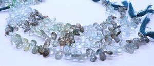 Perles de pierre précieuse en aquamarine mousse naturelle, facettées, forme poire, perles en vrac d'aquamarine mousse, perles d'aquamarine pour la fabrication de bijoux en gros - Product Image 2