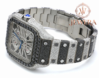 Reloj de Pulsera de Acero Inoxidable para Hombre, de Lujo, con Cristal Analógico y Diamantes de Imitación Brillantes, Ideal para Bodas y Fiestas