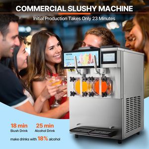 Acier inoxydable commercial 2 X 8L + 4L Slushy Machine Double réservoirs Margarita Smoothie fabricant de boissons congelées modèle D0100X3BDD2 - Product Image 2