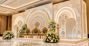 Impresionantes paneles de arco de espejo para bodas de ensueño, marco de espejo para escenario nocturno de recepción, marcos de espejo dorados para Walima, Reino Unido. - Product Image 4