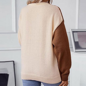 Women's 100% Cotton Crew Neck Pullover Solid Color Casual Autumn Knit Sweater Regular Sleeve Flat Knitted Breathable - Product Image 5