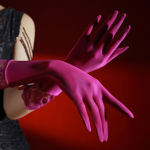 <b>Man</b> Yan Lace-trimmed Glossy Nylon Opera-length Gloves Cosplay Outfit Shiny Silky Beach Horse-oil <b>Hand</b> <b>Cream</b> - Product Image 2