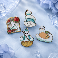 Badges en métal plaqué or avec motifs d'animaux mignons, personnalisables, de haute qualité, impression sur verre teinté, épingles en émail dur