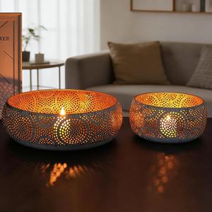 Elegante Juego de Tazones de Metal con Filigrana Dorada - Decoración Moderna y Lujosa para Fiestas y Hogar, Centro de Mesa Ecológico y Duradero con Diseño Perforado - Product Image 2