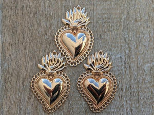 Miroir coeur sacré Milagros Coeur Milagro avec une croix, petit coeur flamboyant décoratif - Product Image 5