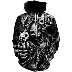 Sudadera con Capucha Oversize de Calavera Gráfica para Hombre, de Forro Polar Grueso, Estilo Urbano con Bolsillos - Product Image 2