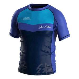 Professional Men BJJ Rashguard Short Sleeve MMA Grappling Jiu Jitsu Training <b>Compression</b> <b>Shirt</b> Breathable Athletic Gym Wear - Product Image 5