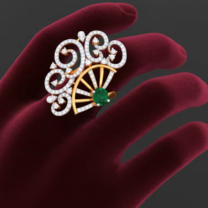 Anillo de Dedo Nupcial Étnico con Diamantes y Filigrana Ornamentada de Estilo Victoriano Vintage - Product Image 4