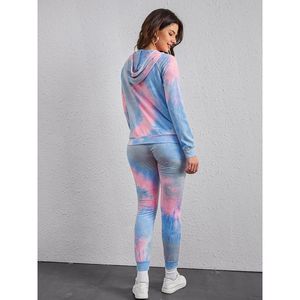 Top Quality Women <b>Tie</b> <b>Dye</b> Tracksuit <b>Set</b> Hooded Long Sleeve Custom Printed Sweatshirt And Pants Loose Fit Casual Wear - Product Image 6