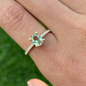925 sterling silver Green <b>Amethyst</b> and cz gemstone 18k <b>gold</b> vermeil dainty <b>ring</b> - Product Image 2