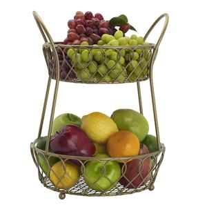 Cesta de frutas metálica con diseño artesanal de primera calidad, ideal para hogares que aprecian detalles clásicos de inspiración antigua. - Product Image 1