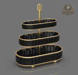 Support à gâteau rond de luxe à 3 niveaux en acier inoxydable et verre, écologique, finition dorée, support décoratif haut de gamme, lavage à la main uniquement - Product Image 5