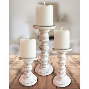 Wholesale Rustic Mango Wood Pillar <b>Candle</b> Holder <b>Set</b> Hand-Carved Farmhouse Wooden Candlestick for Wedding Decor <b>Candle</b> Stand - Product Image 5