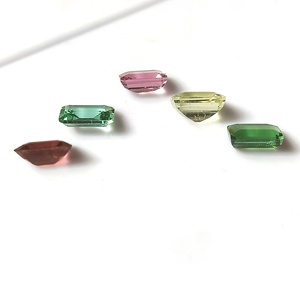 Lot de 5 pierres précieuses en tourmaline zambienne calibrée, taille émeraude, multicolores pastel, 100 % naturelles, 8x6 mm, 7,85 carats - Product Image 6