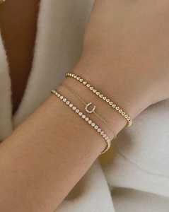 สร้อยข้อมือรูปเกือกม้า ทองคำแท้ 14K 18K ประดับเพชรทรงกลมและทรงบาแกตต์ เพชรเลี้ยงในห้องปฏิบัติการ เหมาะสำหรับสวมใส่ทุกวัน สไตล์มินิมอล เสริมโชค - Product Image 6
