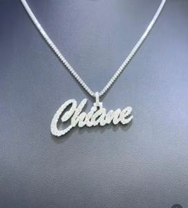 Moissanite <b>Custom</b> <b>Name</b> Letter Pendant <b>Necklace</b> For Women Script Letter Hip Hop Jewelry 925 Silver Rapper Bling Iced Out Pendant - Product Image 4