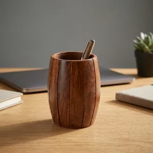 Support de stylo en bois artisanal, organiseur de bureau vintage, porte-crayons, rangement de papeterie, porte-couverts pour le bureau et la maison - Product Image 3