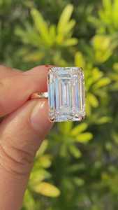 10 Carat Emerald Cut Lab Grown <b>Diamond</b> Engagement <b>Ring</b>, Pave <b>Diamond</b> Engagement <b>Ring</b>, IGI Certified - Product Image 5