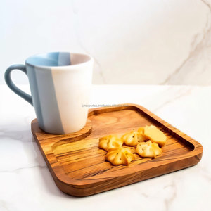 Restaurants African Large <b>Small</b> Acacia Wood Flat <b>Desk</b> Names Teak Sushi Food Dinner Plate Tray Wooden Plates for Food 10"x10" - Product Image 3