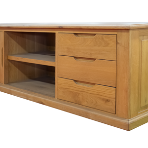 Modern Light Brown Solid Wood <b>TV</b> <b>Stand</b> with Drawers and Open Shelf for Living Room Furniture 50-54 In <b>TV</b> Use - Product Image 4