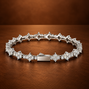 Bracelet tennis en diamant CZ rond brillant de 5 mm, serti à quatre griffes ouvertes, 6, 7, 8, 9 pouces, or, argent, platine, bijoux de mariée - Product Image 2