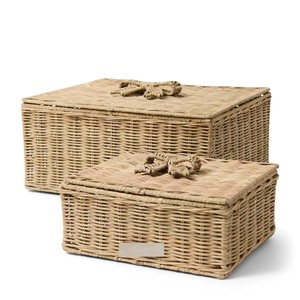 Coffre de rangement fonctionnel en rotin tressé à la main avec couvercle à nœud pour chambre, salon et chambre d'enfant, organisateur fait main - Product Image 1