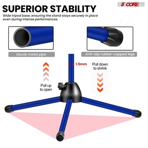 Support de microphone sur pied 5-en-1 réglable en hauteur avec 4 trépieds et bras télescopique extensible - Product Image 5