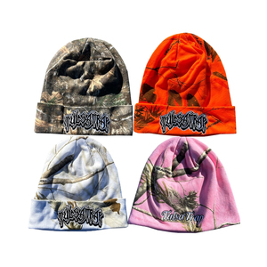 4 gorros de camuflaje tipo beanie, diseño Real Tree Camo Tulsa Trap, gorros de invierno de punto con puño, gorros acrílicos personalizados al por mayor - Product Image 1