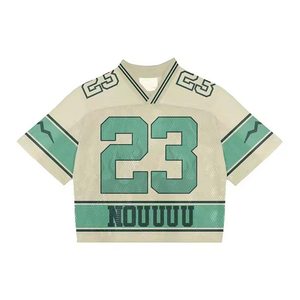 T-shirt ample à col en V pour homme, impression de logo personnalisée, maillot de foot en jersey mesh, uniforme de foot, t-shirts pour homme - Product Image 3