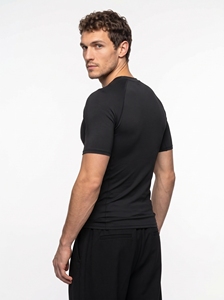 Men's <b>Black</b> Slim Fit Short Sleeve <b>Compression</b> T-<b>Shirt</b> Quick Dry Knitted O-Neck Solid Color Athletic Wear - Product Image 5