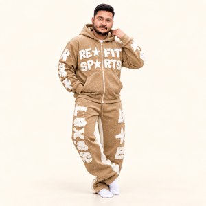Ensemble de survêtement personnalisé Rexfit Sports 2026 pour homme, kaki, avec strass, sweat à capuche et pantalon de jogging, tenue streetwear - Product Image 6