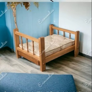 Cama Infantil de Madera Maciza Moderna, Ecológica y Duradera, con Tapicería de Algodón, Cómoda, Tamaño Completo, para Bebés y Niños, Ideal para Accesorios de Fotografía - Product Image 5