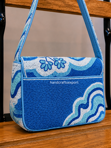 Sac à bandoulière léger et écologique Green Seed, fait main, orné de perles florales, avec fermeture magnétique |   Sac à main de luxe avec poignée pour - Product Image 6