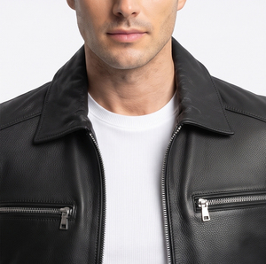 OEM ODM Custom High Quality Wholesale <b>Leather</b> <b>Jackets</b> Men's Customized Genuine Men <b>Leather</b> <b>Jacket</b> Chest Pocket <b>Leather</b> Coat Mens - Product Image 6