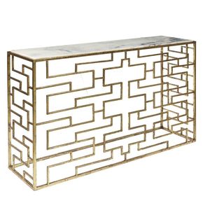 Modern Contemporary Style <b>Adjustable</b> <b>Height</b> Console <b>Table</b> Antique Brass Finish Glass Top Dining Bedroom Living Room Home Office - Product Image 5