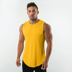 Débardeur tricoté respirant sans manches à col rond jaune uni tie-dye pour homme – Tenue décontractée - Product Image 1