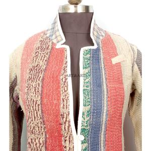 Best Quality <b>Jacket</b> Fitting Holiday Winter Handmade fullSleeve handmade patchwork Kantha <b>Jacket</b> with pockets and <b>mandarin</b> <b>collar</b> - Product Image 2