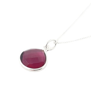 Handmade 12mm Ruby Quartz Heart Necklace in <b>Silver</b>-Plated Bezel Setting Gold-Plated Wedding Jewelry Gift - Product Image 1
