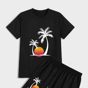 Ensembles décontractés deux pièces pour hommes en tissu éponge de haute qualité, t-shirts à manches courtes et shorts 100 % coton, séchage rapide, vêtements de sport, vente en gros - Product Image 4