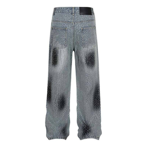 Jean en denim épais de qualité supérieure pour homme, coupe longue, délavé personnalisé, grandes tailles, décontracté, respirant, délavé à la pierre, été - Product Image 1