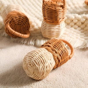 Adorable juego de sonajeros de ratán con forma de bellota, juguete ecológico para bebés, sonajeros tejidos de bajo costo, juguetes para la dentición de niños - Product Image 4