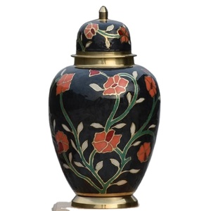 Urna Toscana golpeada a mano en inglés, urna de cremación hecha a mano de alta calidad, urna para cenizas pintada a mano, tarro funerario elegante esmaltado de Color - Product Image 1