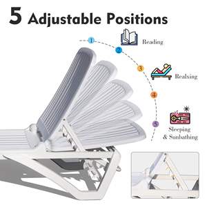 Chaise longue d'extérieur réglable en plastique blanc Chaise longue de piscine Chaise longue de bronzage Table au bord de la piscine Chaise longue de pelouse pour piscine de plage - Product Image 4